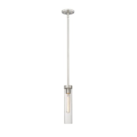 Z-Lite Beau Pendant, 1-Light, 4.75 In.W x 12.75 In.H, Brushed Nickel/Clear 740P-ROD-BN